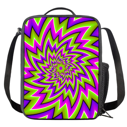 Green Big Bang Moving Optical Illusion Crossbody Lunch Bag