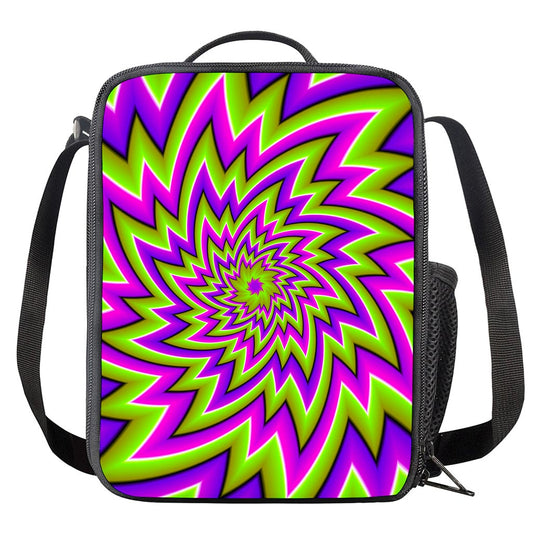 Green Big Bang Moving Optical Illusion Crossbody Lunch Bag
