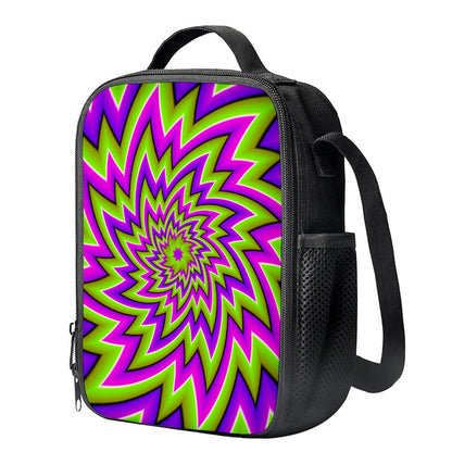 Green Big Bang Moving Optical Illusion Crossbody Lunch Bag