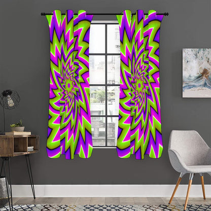 Green Big Bang Moving Optical Illusion Curtain