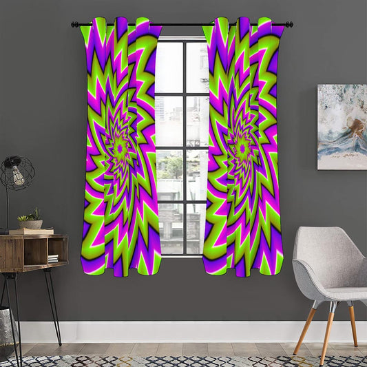Green Big Bang Moving Optical Illusion Curtain