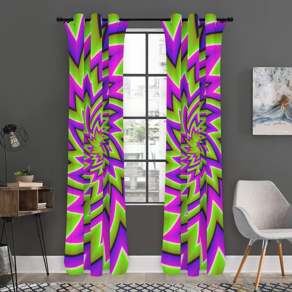 Green Big Bang Moving Optical Illusion Curtain