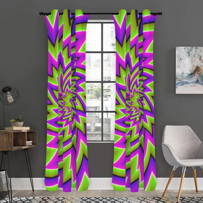 Green Big Bang Moving Optical Illusion Curtain