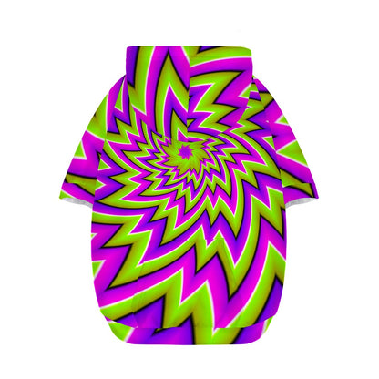 Green Big Bang Moving Optical Illusion Dog Zip Up Hoodie