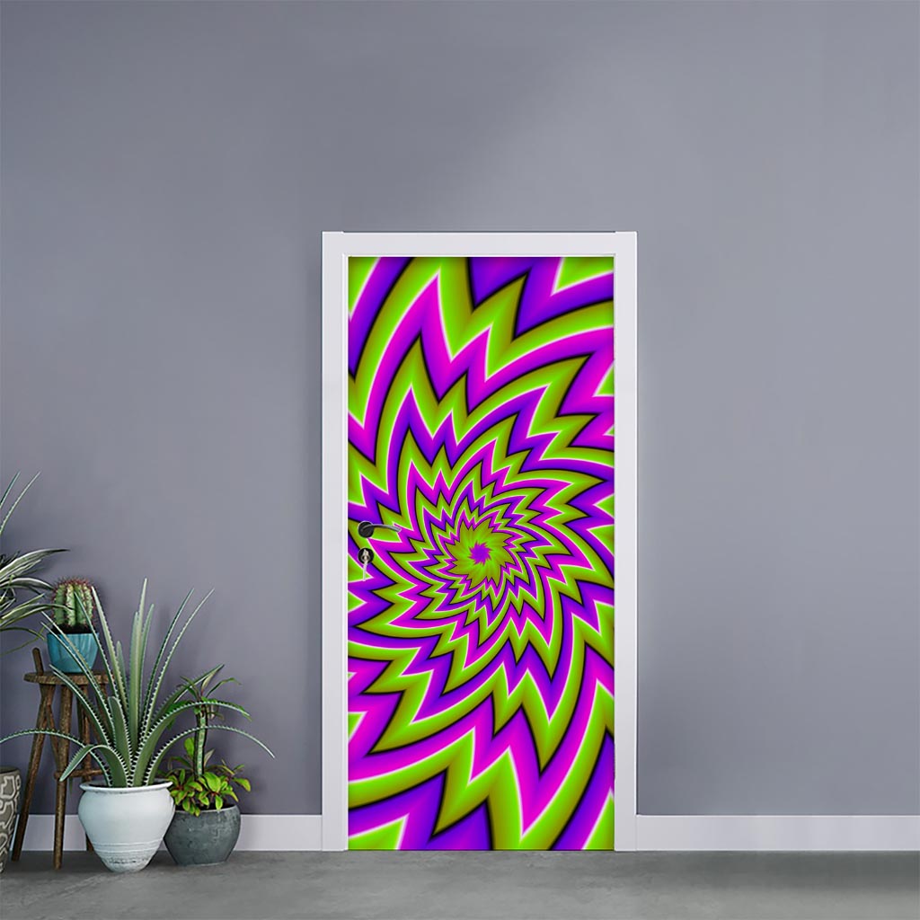 Green Big Bang Moving Optical Illusion Door Sticker