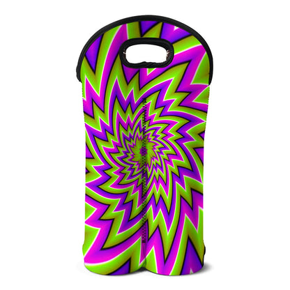 Green Big Bang Moving Optical Illusion Double Neoprene Wine Tote