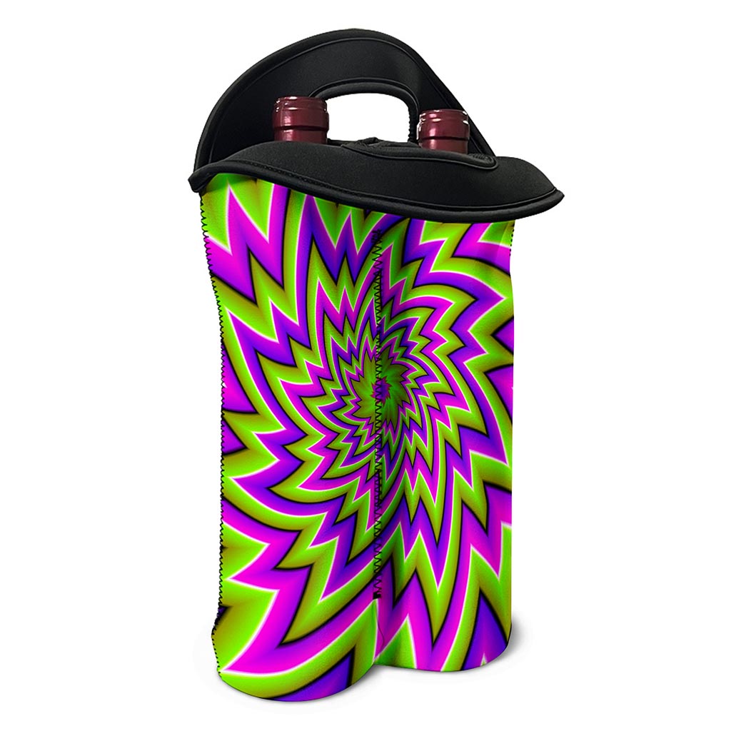 Green Big Bang Moving Optical Illusion Double Neoprene Wine Tote