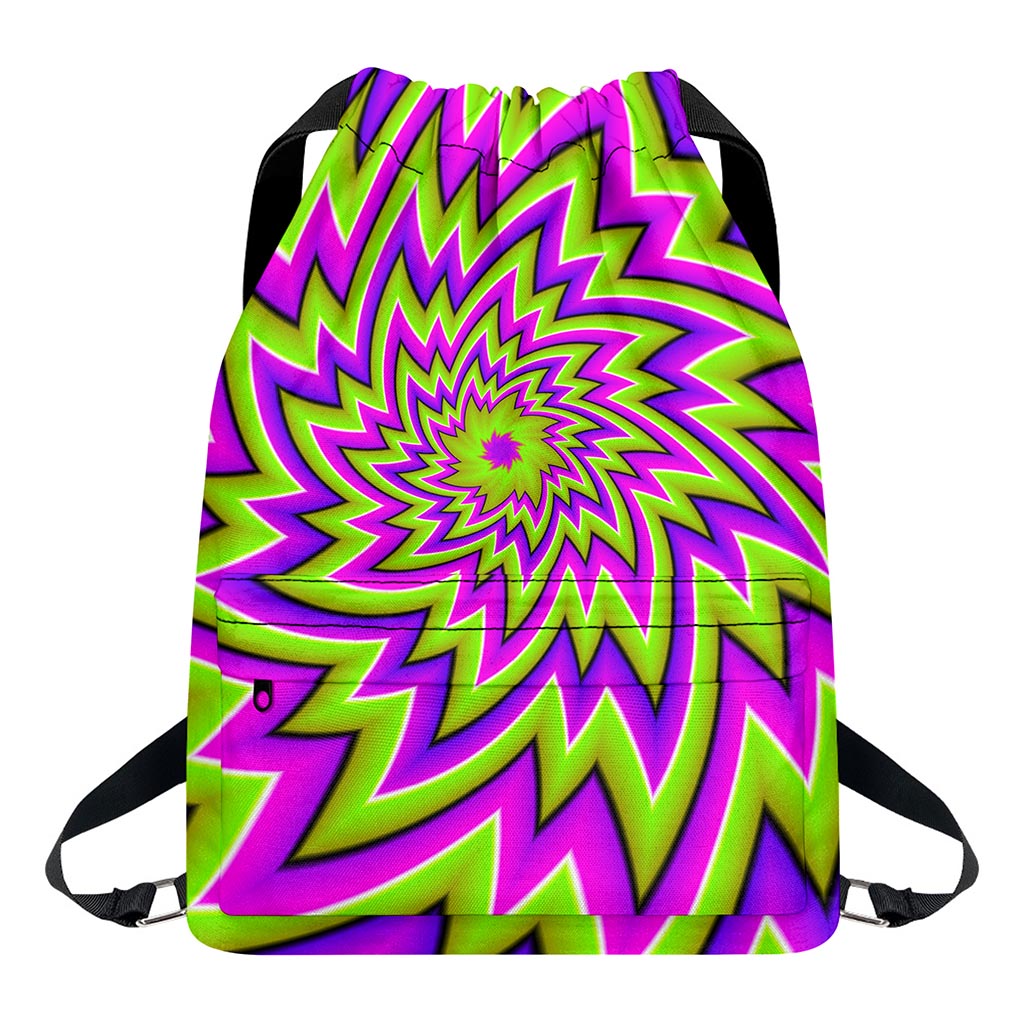 Green Big Bang Moving Optical Illusion Drawstring Backpack