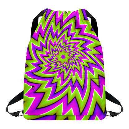 Green Big Bang Moving Optical Illusion Drawstring Backpack