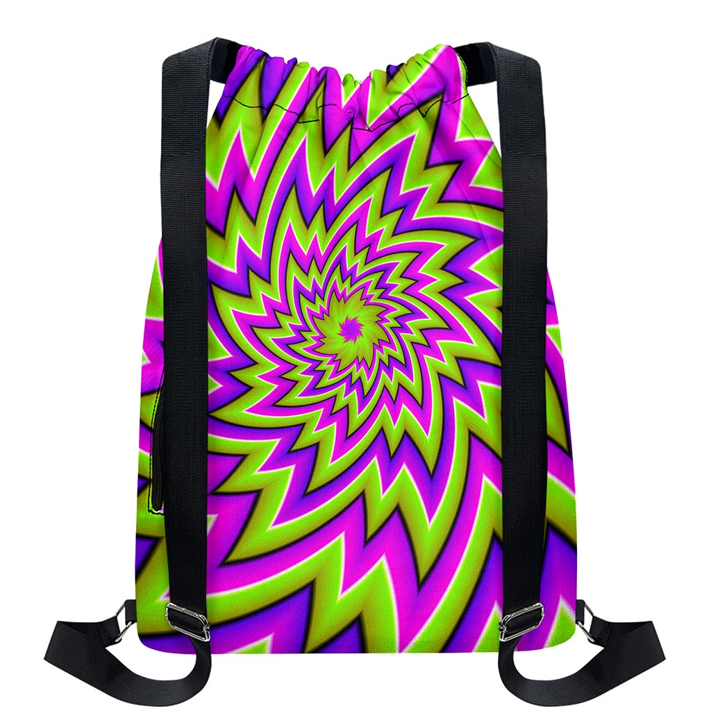 Green Big Bang Moving Optical Illusion Drawstring Backpack