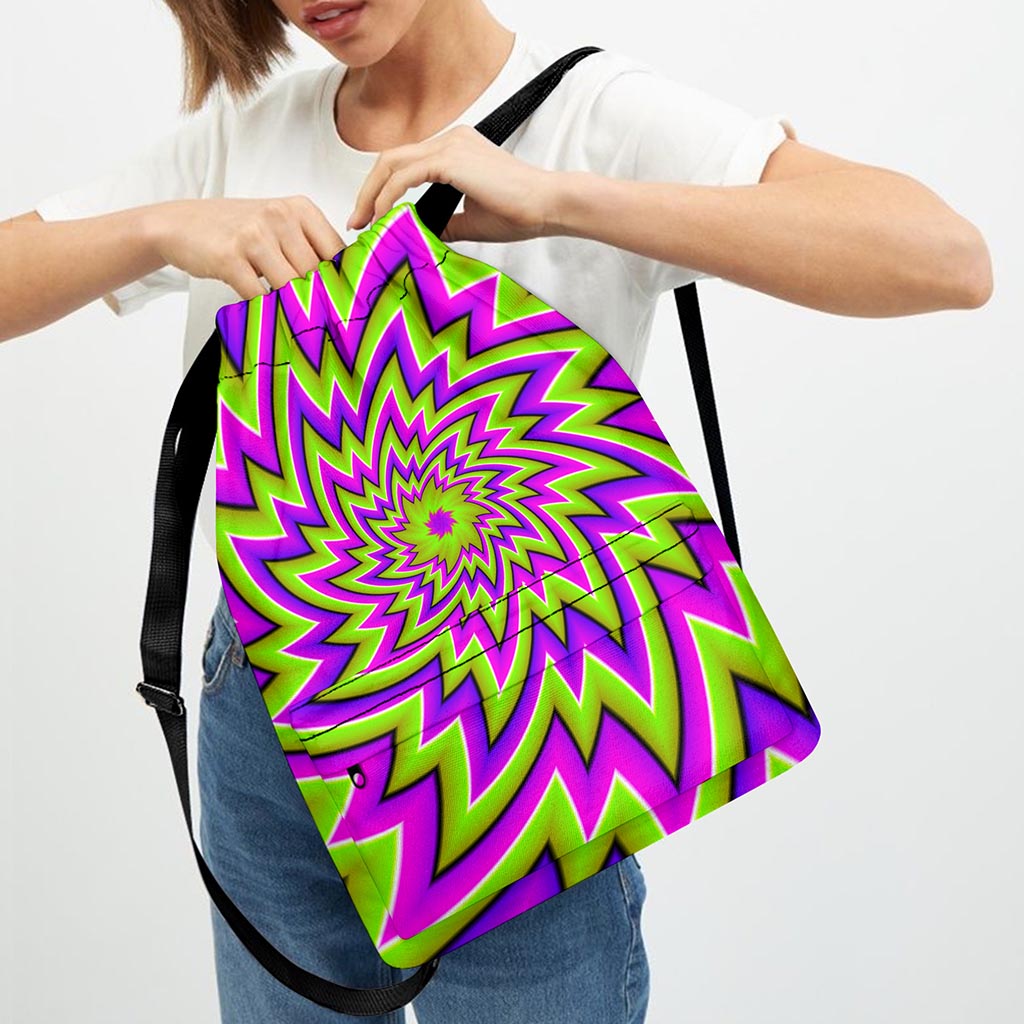 Green Big Bang Moving Optical Illusion Drawstring Backpack