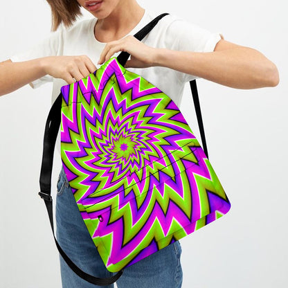 Green Big Bang Moving Optical Illusion Drawstring Backpack