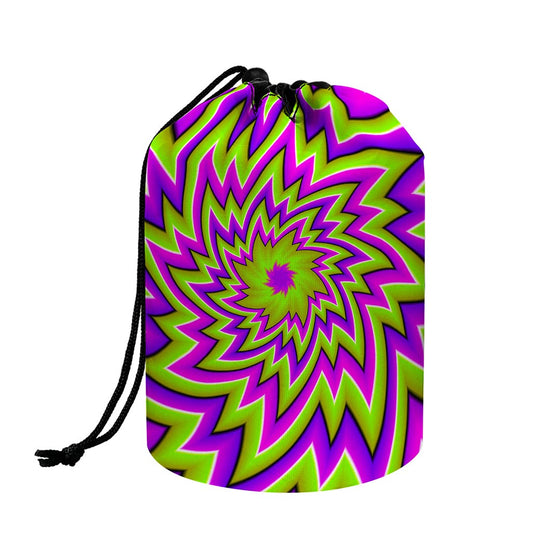Green Big Bang Moving Optical Illusion Drawstring Makeup Bag