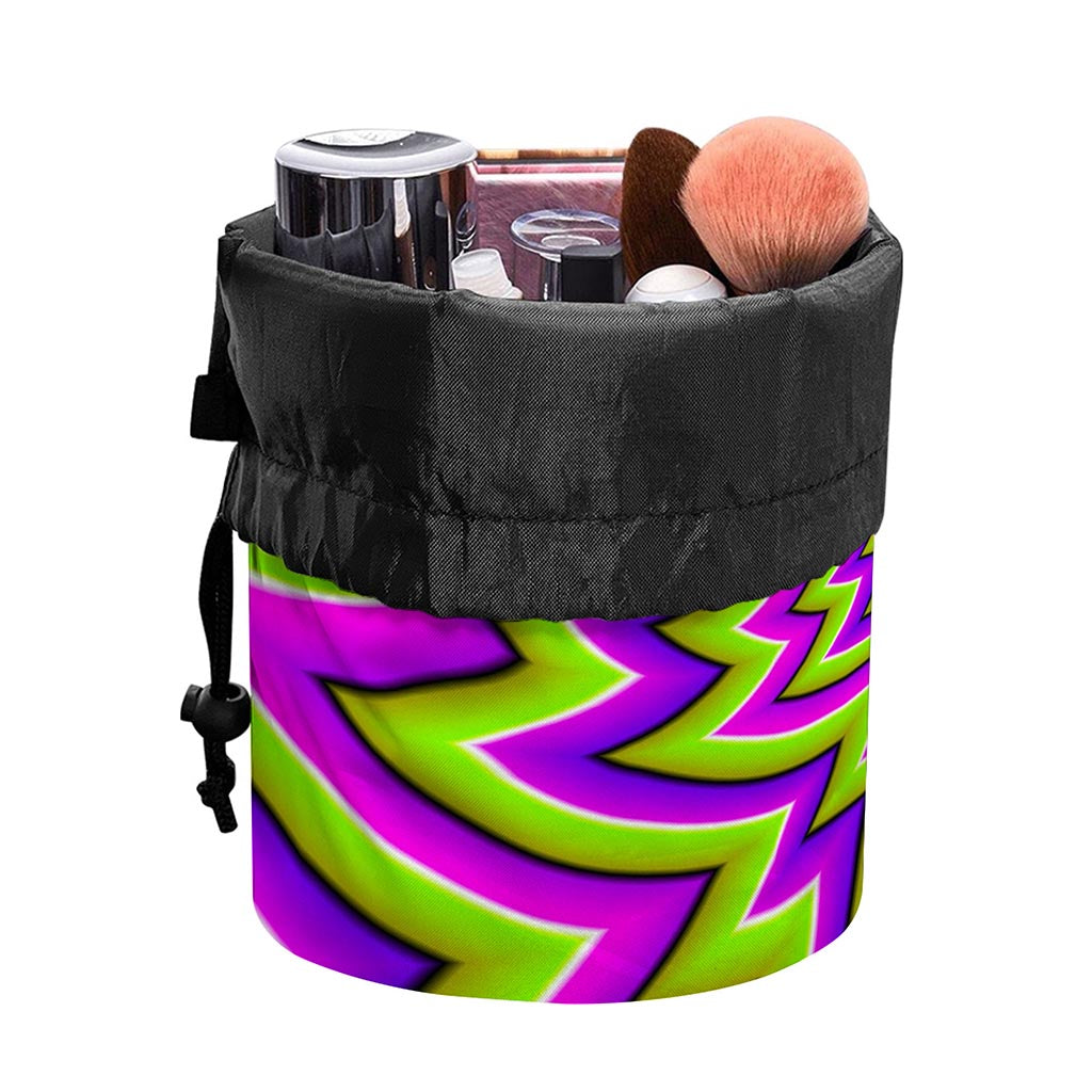 Green Big Bang Moving Optical Illusion Drawstring Makeup Bag