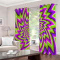 Green Big Bang Moving Optical Illusion Extra Wide Grommet Curtains