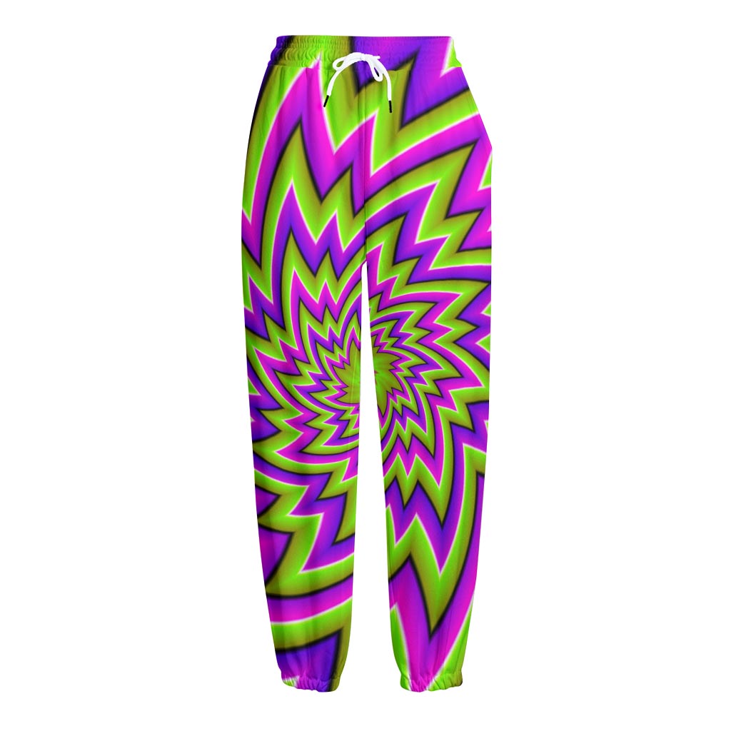 Green Big Bang Moving Optical Illusion Fleece Lined Knit Pants
