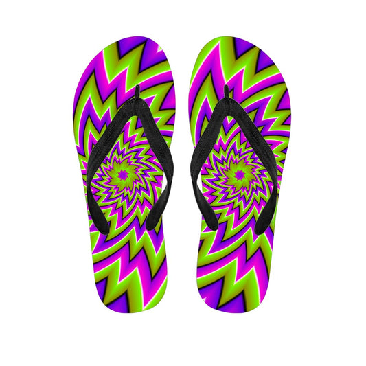 Green Big Bang Moving Optical Illusion Flip Flops