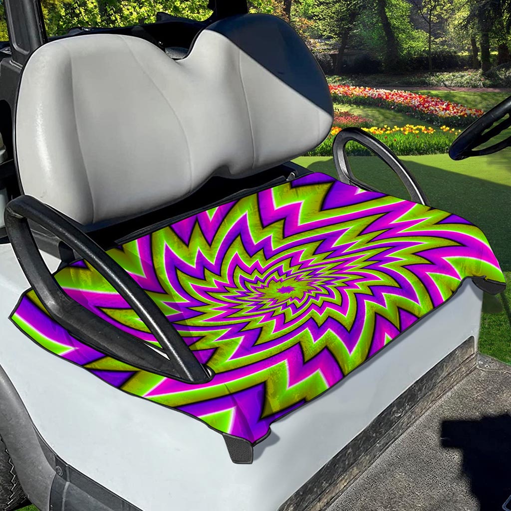 Green Big Bang Moving Optical Illusion Golf Cart Seat Cover
