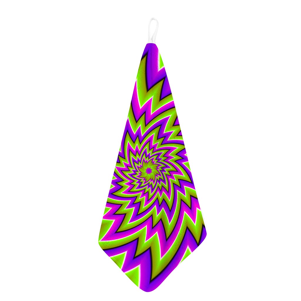 Green Big Bang Moving Optical Illusion Hand Towel