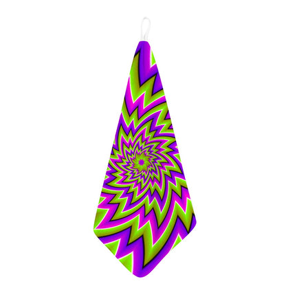 Green Big Bang Moving Optical Illusion Hand Towel