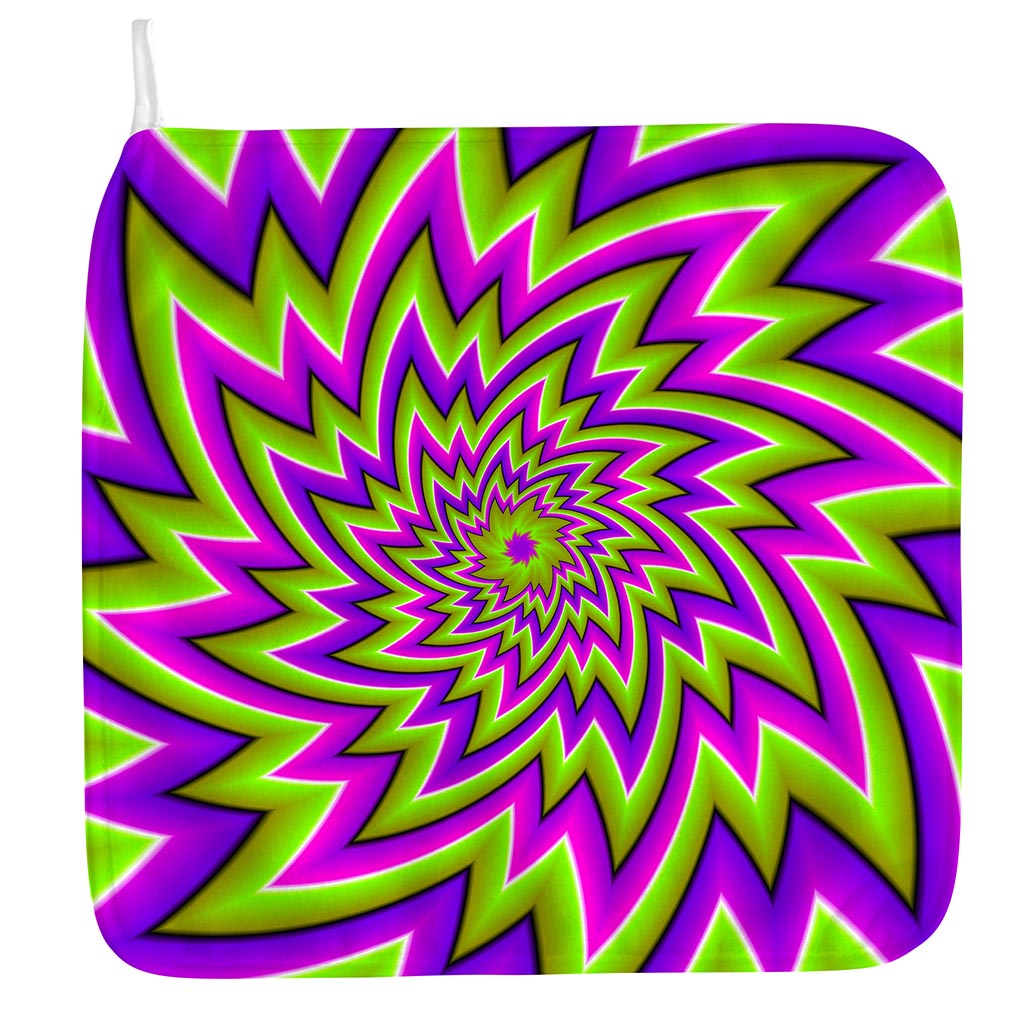 Green Big Bang Moving Optical Illusion Hand Towel