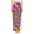 Green Big Bang Moving Optical Illusion High Slit Maxi Skirt
