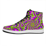 Green Big Bang Moving Optical Illusion High Top Leather Sneakers