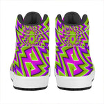 Green Big Bang Moving Optical Illusion High Top Leather Sneakers