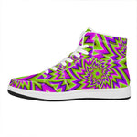 Green Big Bang Moving Optical Illusion High Top Leather Sneakers