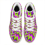 Green Big Bang Moving Optical Illusion High Top Leather Sneakers