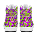 Green Big Bang Moving Optical Illusion High Top Leather Sneakers