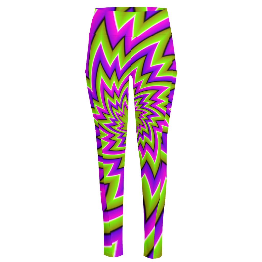 Green Big Bang Moving Optical Illusion High-Waisted Pocket Leggings