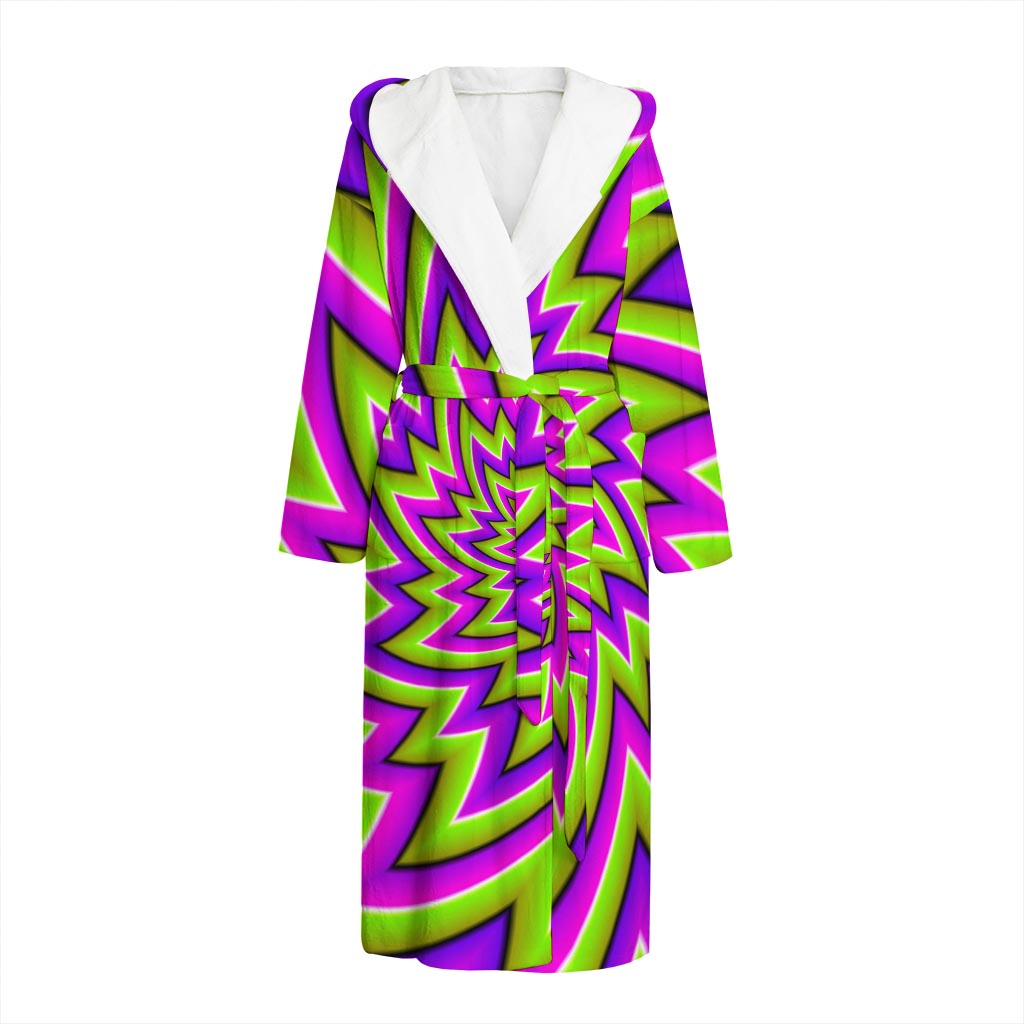 Green Big Bang Moving Optical Illusion Hooded Bathrobe
