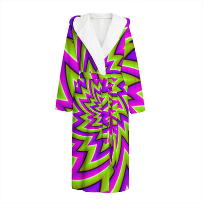 Green Big Bang Moving Optical Illusion Hooded Bathrobe
