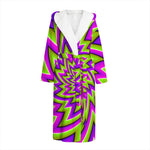 Green Big Bang Moving Optical Illusion Hooded Bathrobe