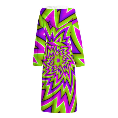 Green Big Bang Moving Optical Illusion Hooded Bathrobe