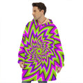Green Big Bang Moving Optical Illusion Hoodie Blanket