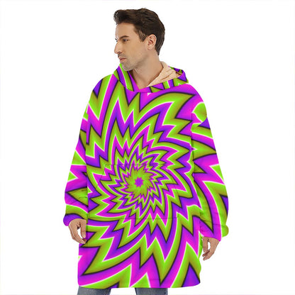Green Big Bang Moving Optical Illusion Hoodie Blanket