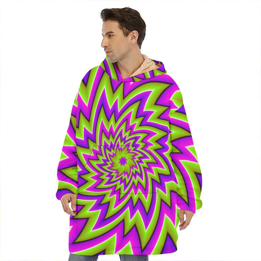 Green Big Bang Moving Optical Illusion Hoodie Blanket