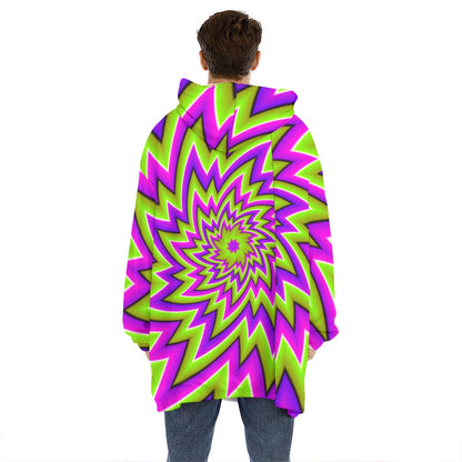 Green Big Bang Moving Optical Illusion Hoodie Blanket