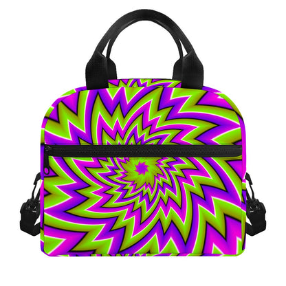 Green Big Bang Moving Optical Illusion Insulated Lunch Bag