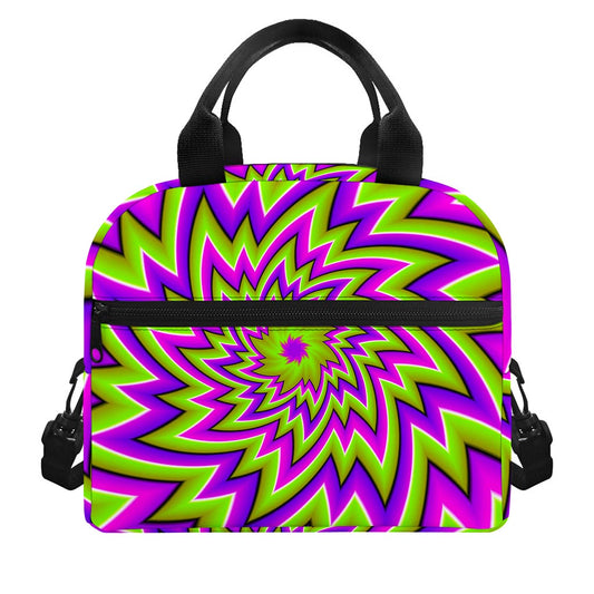 Green Big Bang Moving Optical Illusion Insulated Lunch Bag