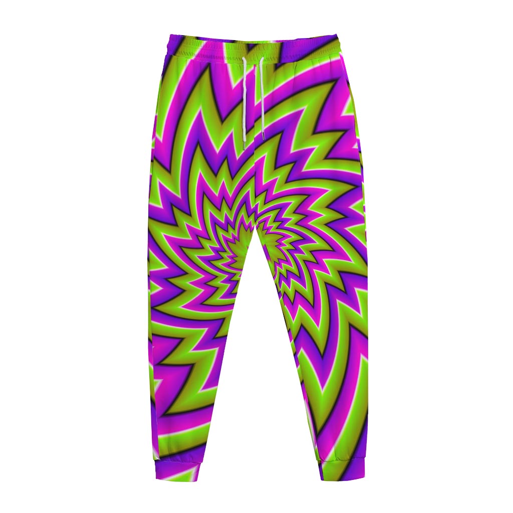Green Big Bang Moving Optical Illusion Jogger Pants