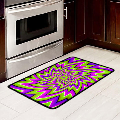 Green Big Bang Moving Optical Illusion Kitchen Mat