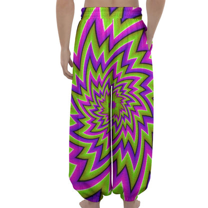 Green Big Bang Moving Optical Illusion Lantern Pants