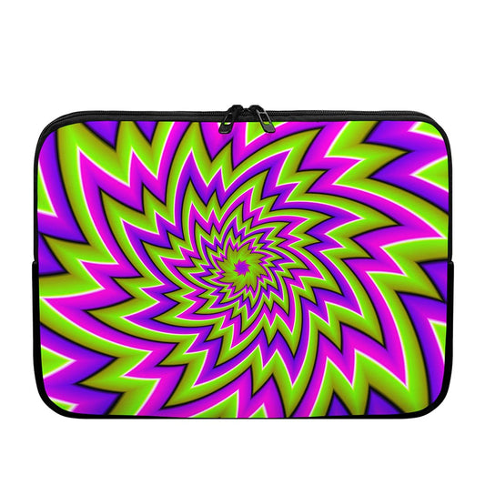 Green Big Bang Moving Optical Illusion Laptop Sleeve