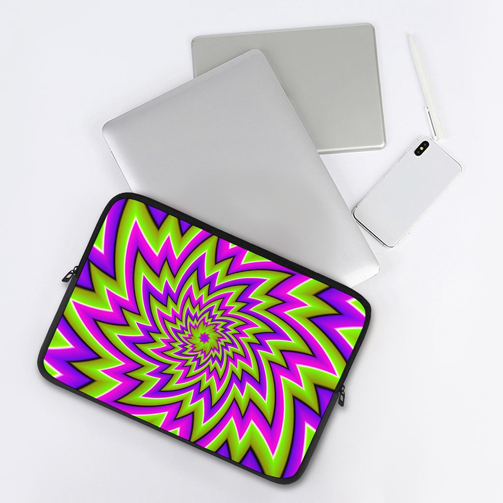 Green Big Bang Moving Optical Illusion Laptop Sleeve