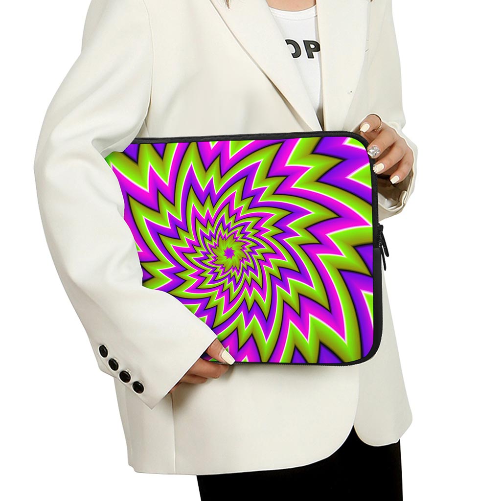 Green Big Bang Moving Optical Illusion Laptop Sleeve