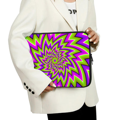Green Big Bang Moving Optical Illusion Laptop Sleeve