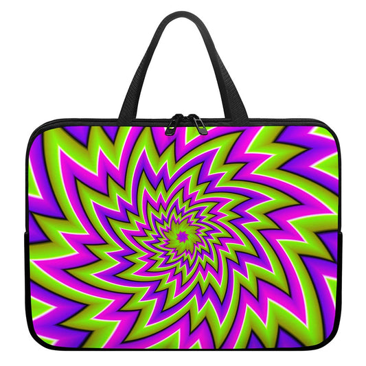 Green Big Bang Moving Optical Illusion Laptop Sleeve With Handle